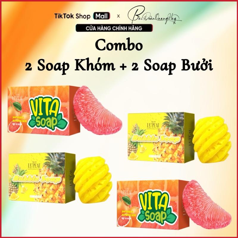  Combo 2 Soap Khóm + 2 Soap Bưởi Xà Phòng Tắm Hỗ Trợ Trắng Da Dưỡng Body & Mặt Nam & Nữ - Le'peau 