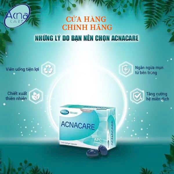 Viên uống Acnacare giảm tiết bã nhờn mụn trên da làm đẹp da hộp 30 viên Người lớn Skincare Chăm Sóc Da Women Nữ Vitamin C Dưỡng Ẩm Da