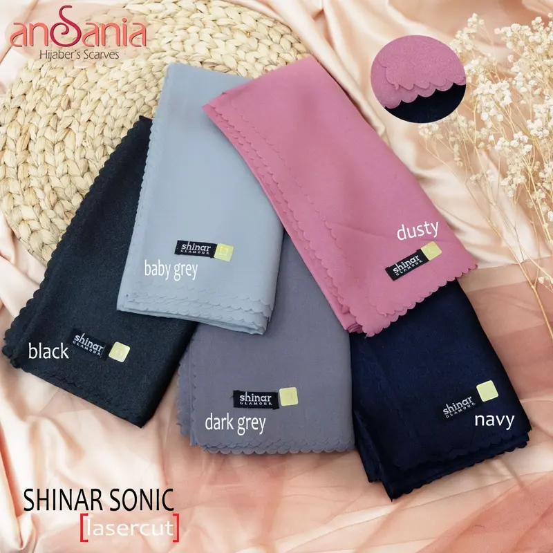 KERUDUNG SEGIEMPAT SHINAR GLAMOUR LASERCUT ANSANIA ORIGINAL HIJAB SEGI EMPAT NAYLA HIJA'B 2