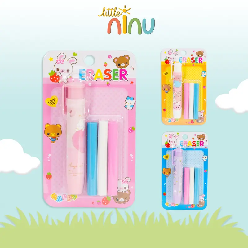 LITTLE NINU Penghapus Pensil Mekanik Eraser Stationary Set Free Refiil 3 Pcs 0