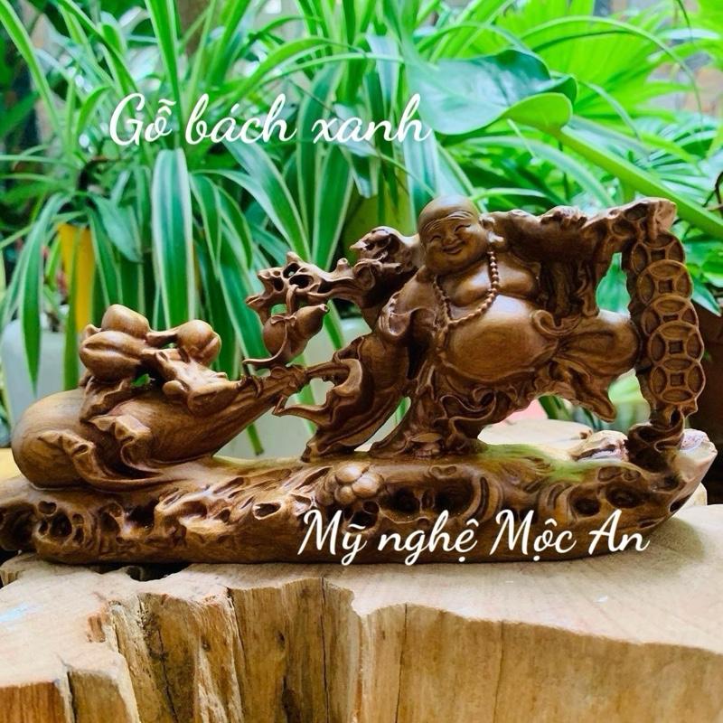 [Mỹ nghệ Mộc An] tượng Di Lặc kéo bao tiền-Gỗ thơm (tặng vòng tay bach xanh)Di lặc gỗ bach xanh và gỗ xá xị, gỗ ngọc am, gỗ huyết long, gỗ hương đá ngang 20cm Decor Decor Phòng