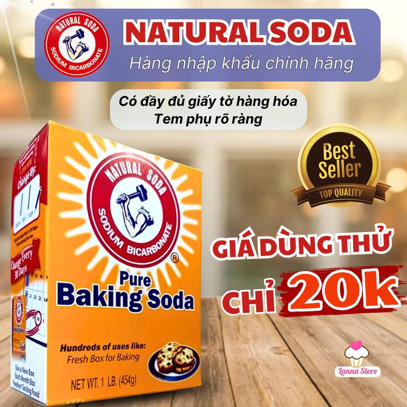 【CHUẨN CHÍNH HÃNG Bột Baking Soda USA Mỹ đa năng bột nở baking soda khử mùi tẩy rửa làm bánh - Hộp 454GR
