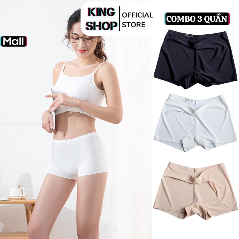 Set 3 Quần bảo hộ mặc váy quần lót nữ su mềm mịn không lộ viền kháng khuẩn quần mặc trong váy KINGSHOP V8205 dí Women