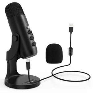 HAOMUREN 有線コンデンサーマイク、USB接続可能、ポップフィルター＆マイクカバー付き（アダプターなし）、録音・ライブ配信用プロマイク