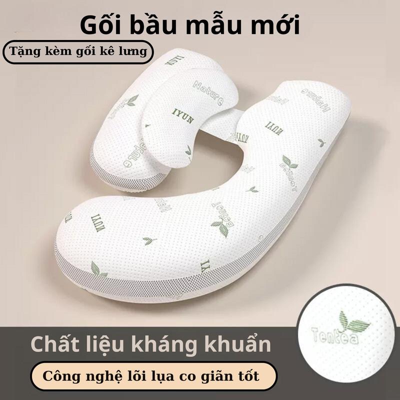 MUA 1 TẶNG 1 Gối ôm bà bầu Coolmax cao cấp - gối chữ H vải sợi than tre siêu mát giúp giảm đau lưng và nâng đỡ bụng giúp mẹ bầu ngủ ngon in hoa vn xô musslin xám đậm chân gối xanh vương niệm Muslin