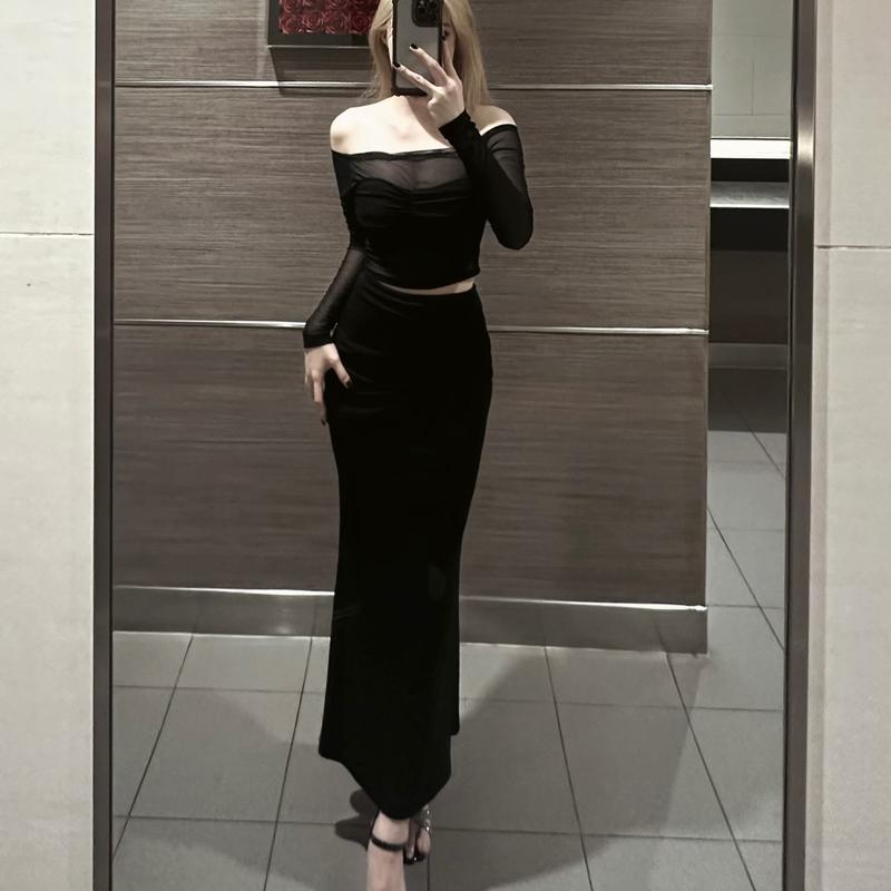    XẢ KHO   SET BODY THUN LƯỚI  VÁY DÀI MAXI - KHÁNH VY STORE    71306  Áo Nữ 