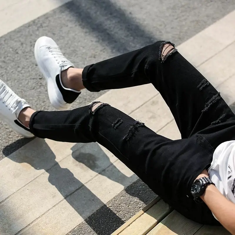 Quần jean nam co giãn, quần bò dài đen rách xước cao cấp thời trang MURADFASHION1 QJNA300 5