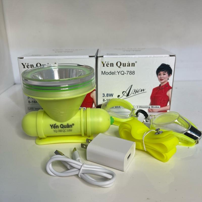 Đèn pin đội đầu chuyên lặn biển YẾN QUÂN Model: YQ- 788 bản pin chuẩn dung lượng 6000mAh lặn sâu 80m thời gian sáng từ 8-16 tiếng chiếu xa 300-400m led siêu laser choá 9cm nặng 290gr bộ giom có đèn và dây đeo đầu chất liệu silicone và kính lặn