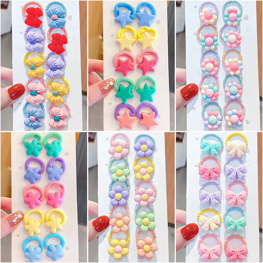10PCS/Set Cute Cartoon Hair Bands Girls Elastic Rubber Band Headwear Hair Accessories Kids Headband Ornaments Gift