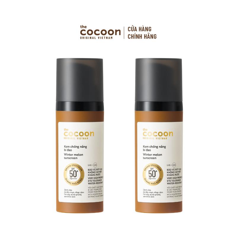 Combo 2 Kem chống nắng bí đao quang phổ rộng SPF 50 +, PA ++++ Cocoon 50ml