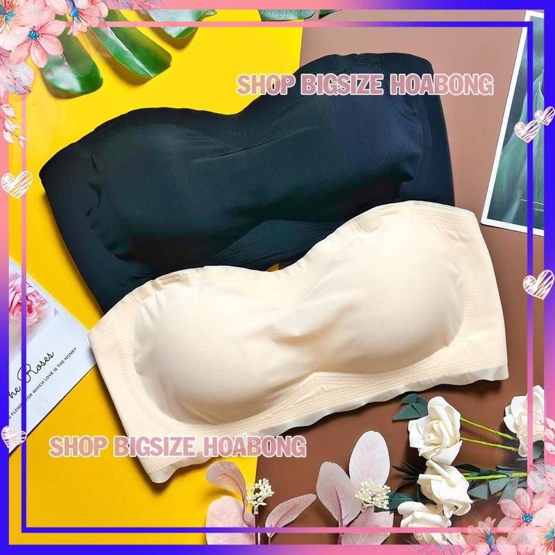 [A13] Áo Lót Cúp Chống Tụt BIGSIZE, Áo Quây Bra Su Cúp B-C Mỏng Không Gọng Bản To Định Hình Nâng Tạo Khe Gom V1 Mặc Đầm 2 Dây Hở Vai Nữ Women Top Cup aolot aoquay Voi Nhung Kem