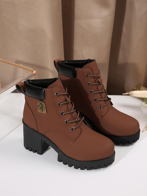 Women's Fashionable Lace Up Ankle Boots, Casual Comfortable Boots for Daily Wear, Valentine's Day Gift for Her, Perfect for Students and Outdoor Sports 7