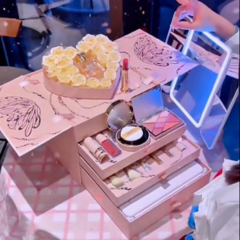 {Quà tặng bạn gái} Sét makeup cá nhân TMD039 Meiju màu hồng 12 món  Son Cosmetic Mỹ Phẩm Son Môi Perfume Nữ Kem Lót Son Kem Kem Nền Phấn Phủ Women hop trang set