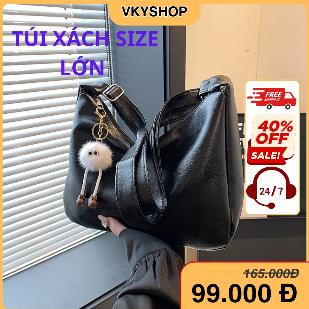 Túi đeo chéo da PU mịn mềm vừa laptop 13 inch, A4 Bag -  Vky-Shop