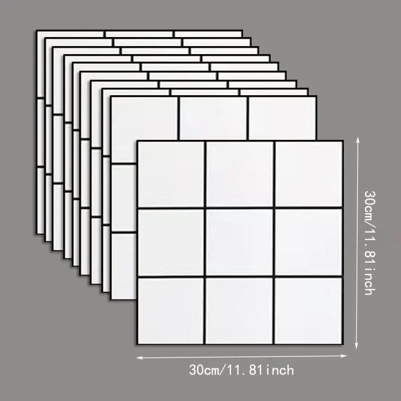 Self-adhesive Design Wall Sticker, 10pcs/set Waterproof & Moisture-proof Decorative Wall Panel, Modern 3D Wall Sticker for Kitchen & Bathroom, Home 4