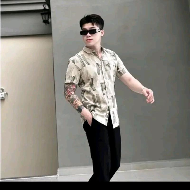 Áo Sơ Mi Nam Ngắn Tay Chất Liệu Lụa mango Chất Liệu Vải dày dặn Đứng phom Menswear kate Có Cổ 2