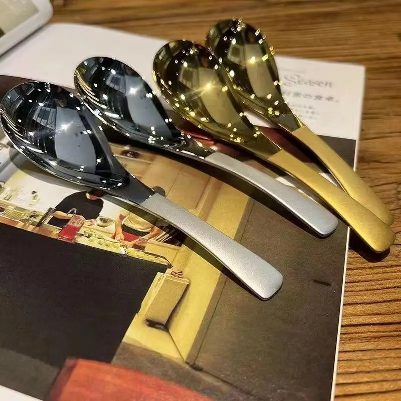 Thickened Stainless Steel Spoon, Long Handle, Soup and Ice Cream Spoon