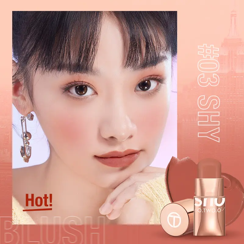 【TD】O.TWO.O Makeup Blush Stick Hydrating Gloss Lip & Cheek 6 Colors Beauty Cosmetics 3