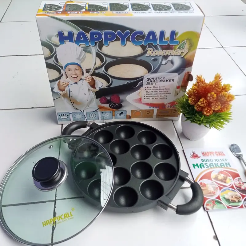 CETAKAN 15 CEKUNG HAPPYCALL/ CETAKAN TAKOYAKI / CETAKAN TELUR Alat Kaca Kue Snack Apem Cake Kitchenware Loyang masak 2