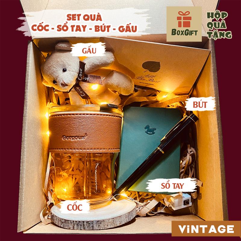 Set quà CỐC-SỔ TAY-BÚT-GẤU quà tặng cho người yêu bạn gái bạn trai cặp đôi đồng nghiệp - Box Gift