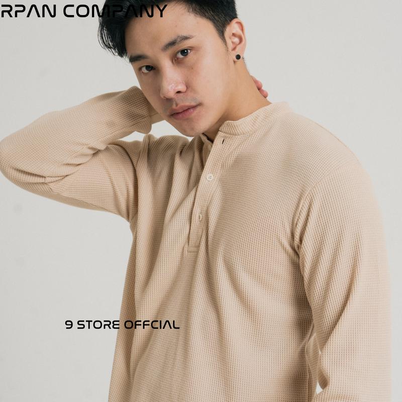 Tshirt Henley Waffle Long sleeve Original / Baju Waffle Tangan Panjang Kancing / Crewneck Waffle Button. 4
