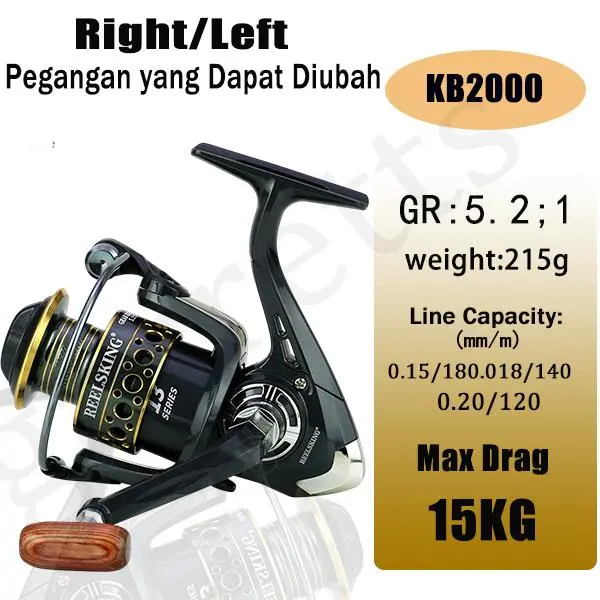 [Dikirim Dari Jakarta] Caldari Fishing reel pancing alat pancing asli besi fishing reel KB3000 KB4000 KB5000  Spinning  Grip Max Drag 10kg - KB-2000