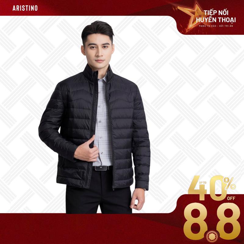 ARISTINO Áo khoác nam thiết kế nam tính, khỏe khoắn với cổ trụ ba phân, lông vũ bên trong mềm nhẹ, ấm áp, giữ nhiệt tốt AJK044W3
