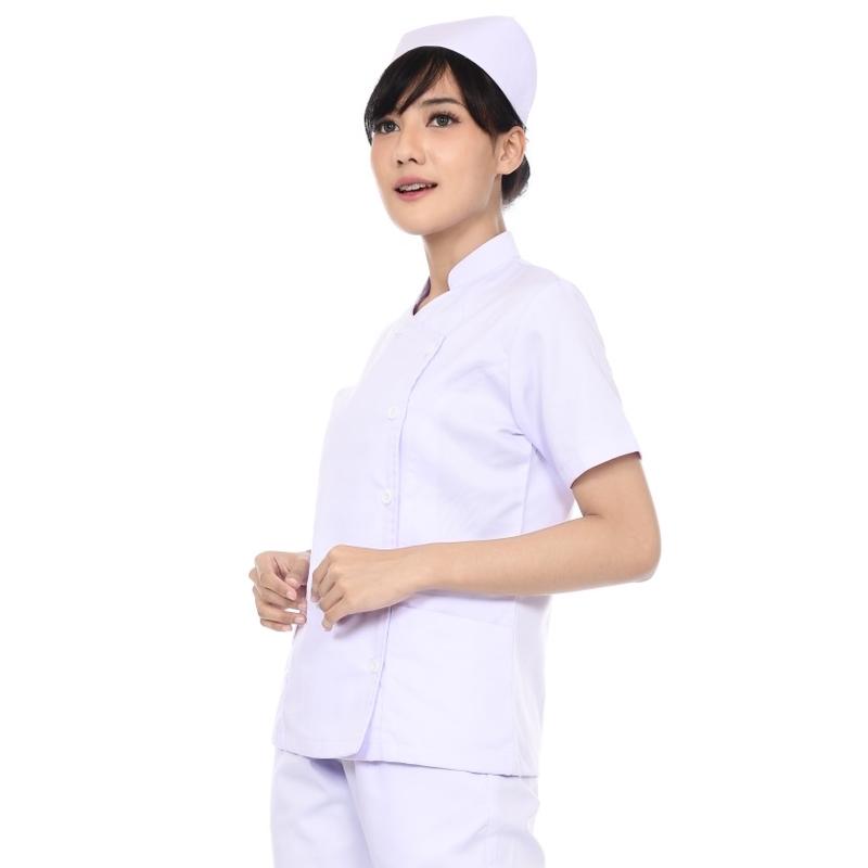 Mediscrub Setelan Baju Celana Medis Kerah Shanghai Lengan Pendek Wanita 2