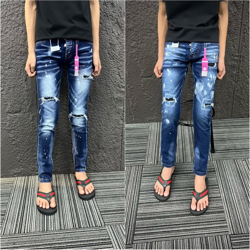 Quần jean nam xanh 3 rách tang hồng dành cho nam Menswear CQC