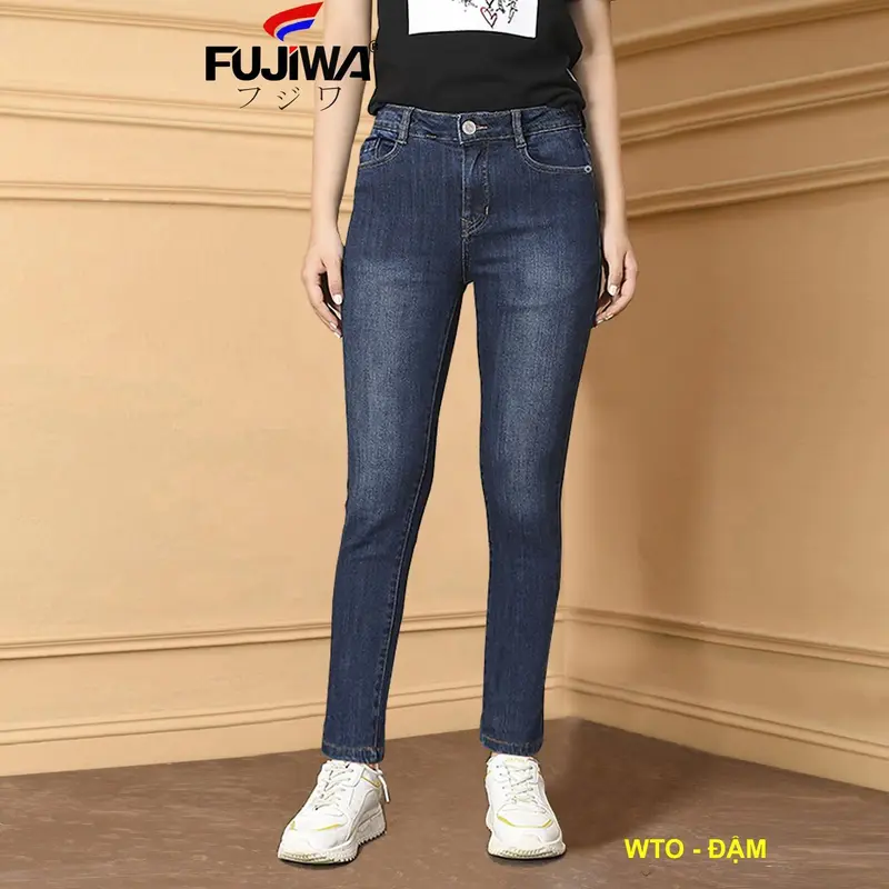Quần Jean Nữ Ống Đứng Hơi Ôm Co Giãn Fujiwa - WTO  Pants Women Trẻ Trung Năng Động Cá tính Jean Denim Lưng Cao Ngang Rốn Thanh Lịch Ong Đứng quần jean quần  jean 0