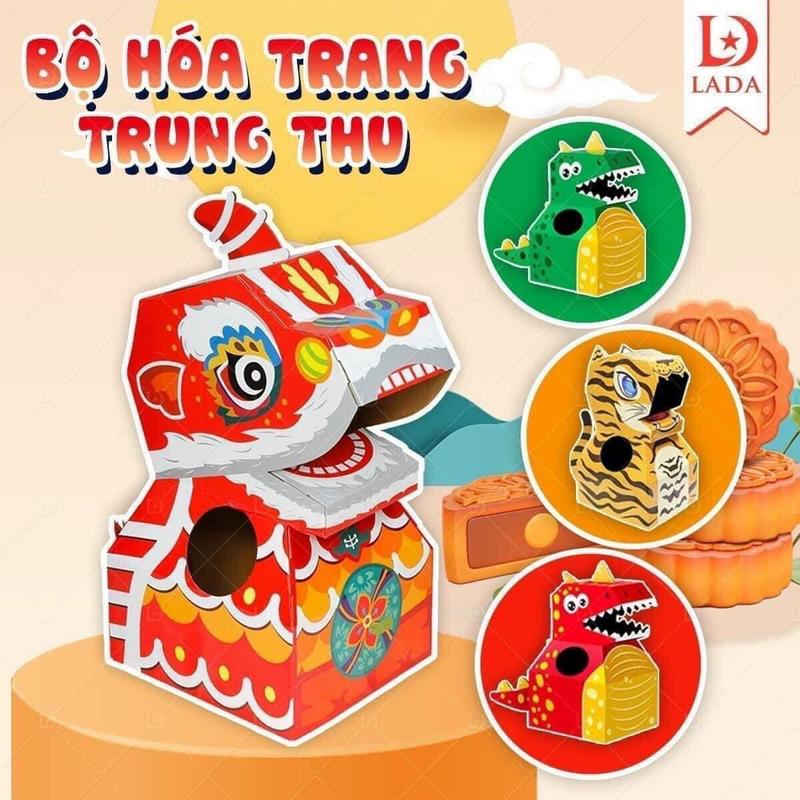 (Loại 1 size to) Đồ chơi mô hình hoá trang đầu kì lân, khủng long - Đồ chơi trung thu vui nhộn cho bé