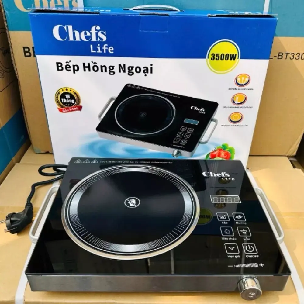 ￼Bếp hồng ngoại CHEF LIFE công suất 3500W, mặt kính cường lực, khung thép không gỉ, điều khiển cảm ứng tiện lợi