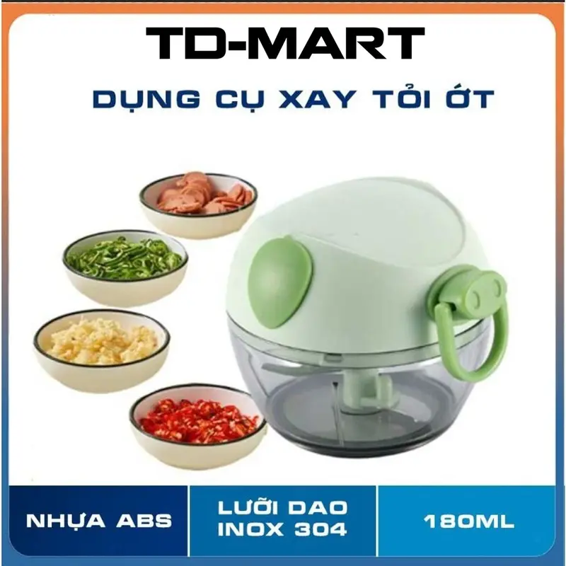 Máy Dụng Cụ Xay Tỏi Ớt Lưỡi dao bằng thép không gỉ ,180ML,Nhựa ABS 0