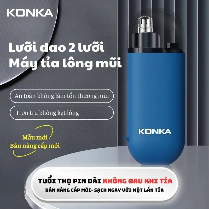 Máy cắt tỉa lông mày mũi điện mini KONKA, Máy tỉa lông mũi thông minh chống nước sử dụng pin sạc vệ sinh dễ dàng, Máy cạo râu 3
