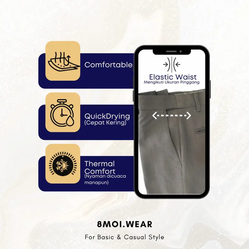 8MoiWear Celana Ankle Pants Cowok Slimfit Elastis Keren Melar 6
