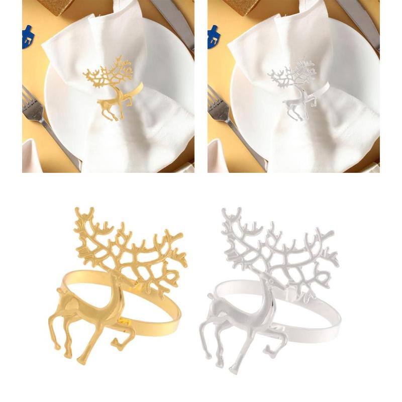Deer Napkin Rings Christmas Deer Napkin Ring Holders for Wedding Adornment 4