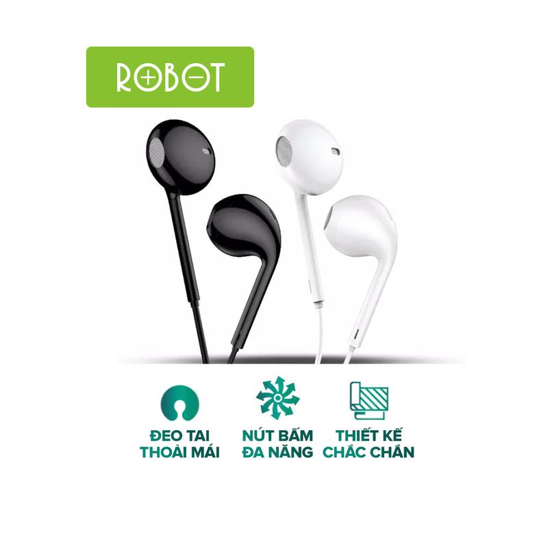 Tai Nghe Nhét Tai Có Dây ROBOT RE10 Cổng Kết Nối 3.5 Âm Thanh HD Sắc Nét Nghe Nhạc/ Đàm Thoại - Tương Thích Với Điện Thoại Samsung Oppo Xiaomi Huawei
