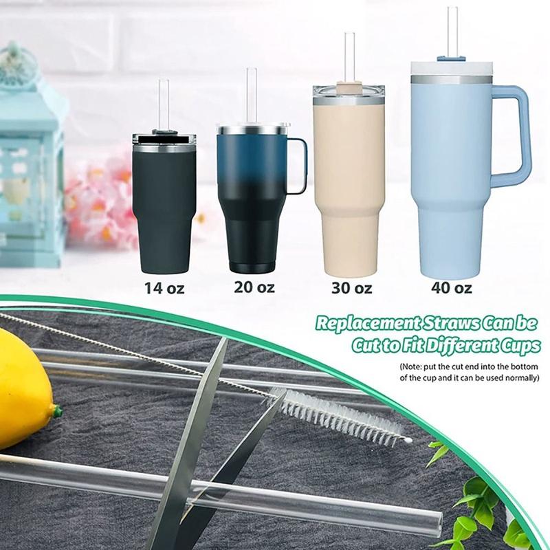 Product Introduction of 1Sets Durable Straight Plastic Straws with Brush 9mm Cup Straw Drinking Reusable Replacement Straw 17