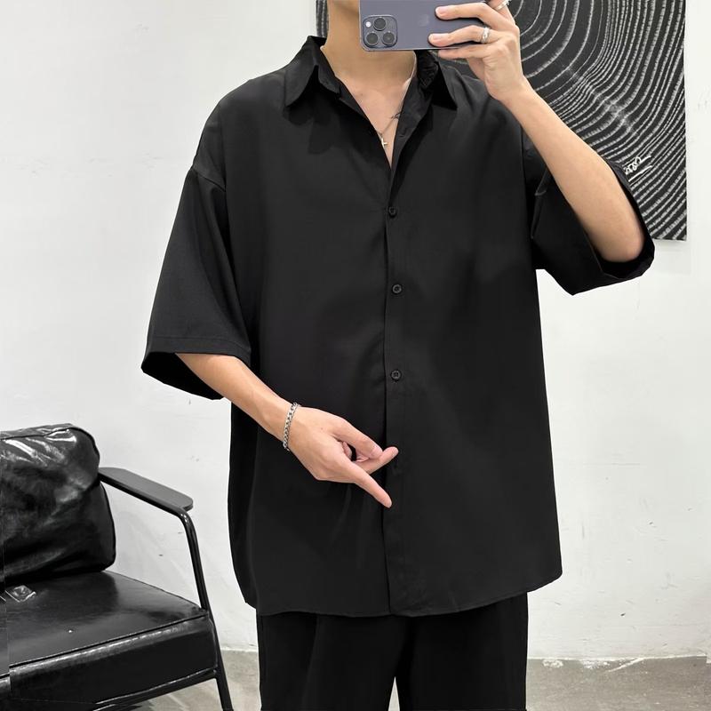 Áo sơ mi Đen nam nữ form rộng thời trang Unisex Menswear Shirt sơ mi M Unisex