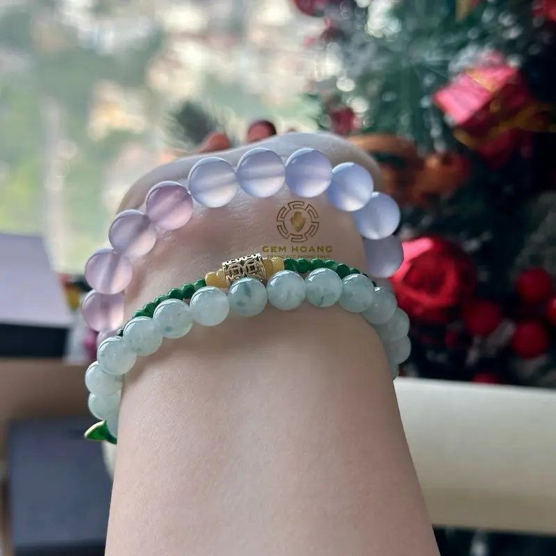 Vòng chalcedony tự nhiên - chuỗi đa bảo 10 li 2