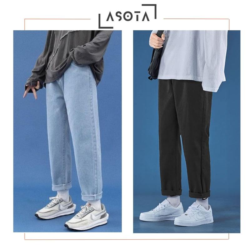 Quần jean baggy Nam ống rộng hot trend năm 2024 Menswear Pants Có Túi Màu Đen