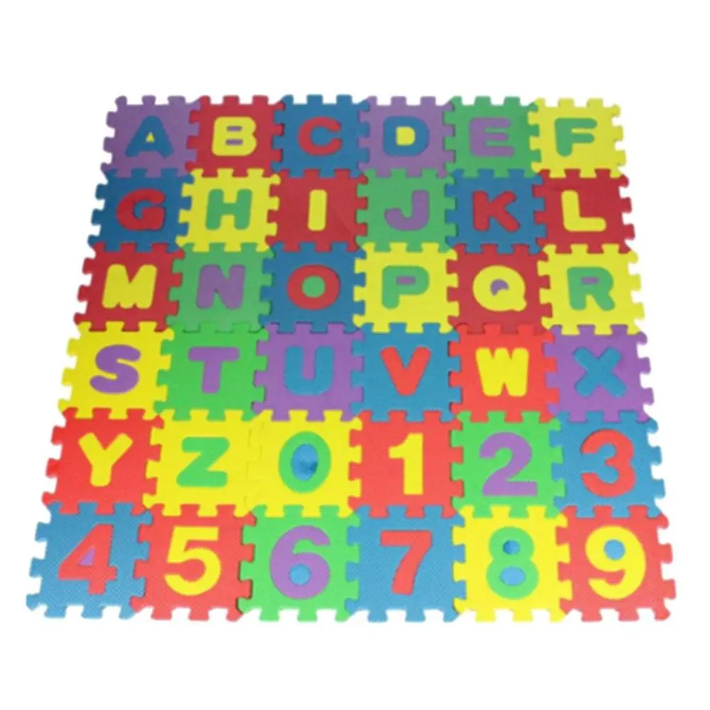 36pcs Puzzle Floor Mat Crawling Mat Interlock Tiles &Alphabets Multicolor