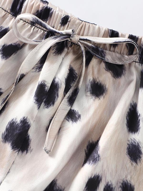 Women's Leopard Print Cami Top & Shorts & Pants Pyjama Set, Camisole & Shorts & Pants, Women's Sleepwear for Summer 7