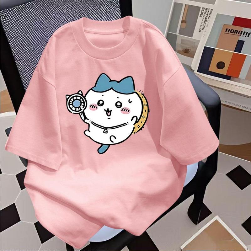 Áo Thun Ngắn Tay, Jiyikawa, Dành Cho Nam Và Nữ, Phong Cách Chiikawa, Thiết Kế Dễ Thương Và Dáng Rộng Rãi, Phong Cách Anime Hai Chiều, Hợp Xu hướng