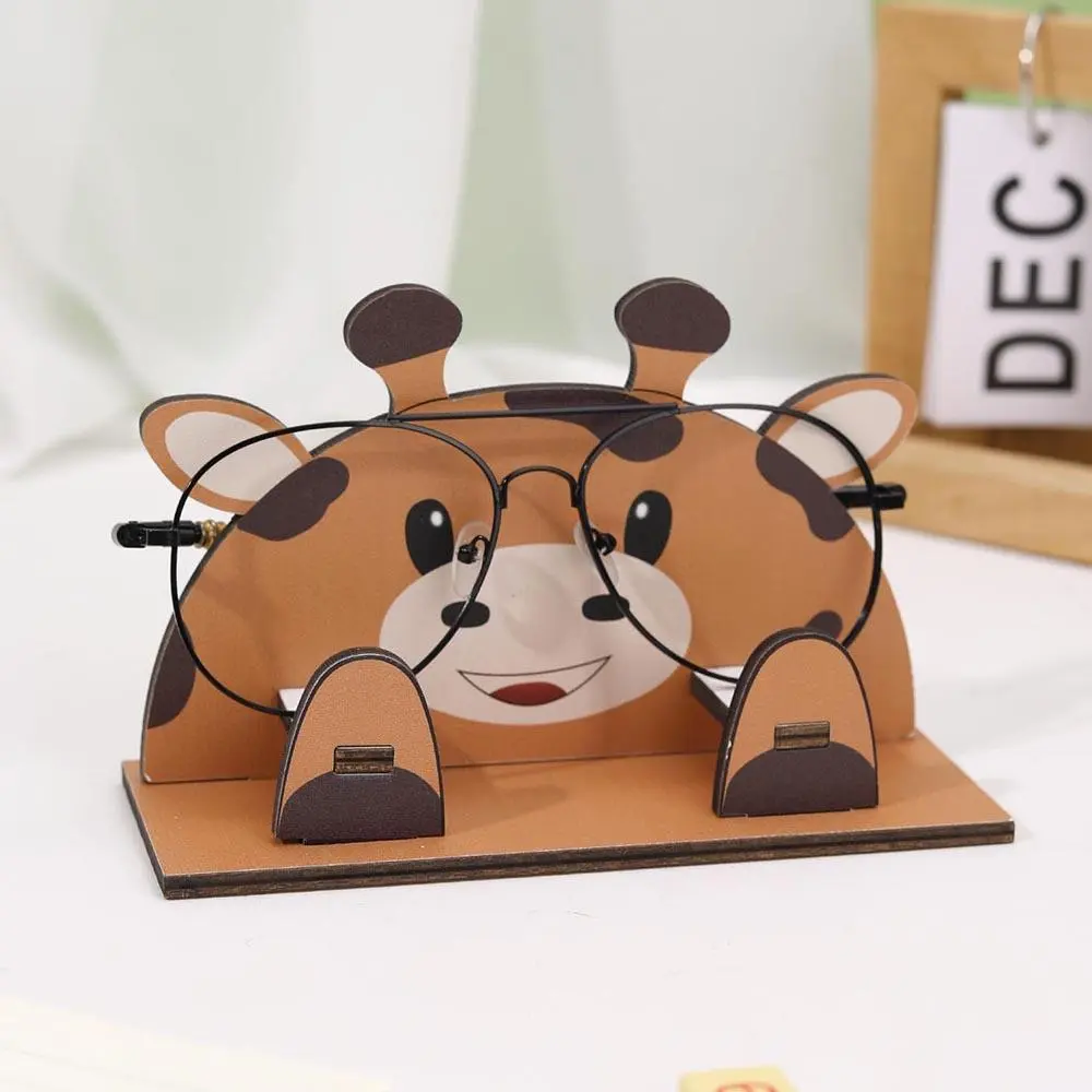 Wooden Giraffe Design Eyeglasses Holder, 1 Count Cute Animal Shaped Eyeglasses Display Rack, Desktop Eyeglasses Storage Rack for Home Office