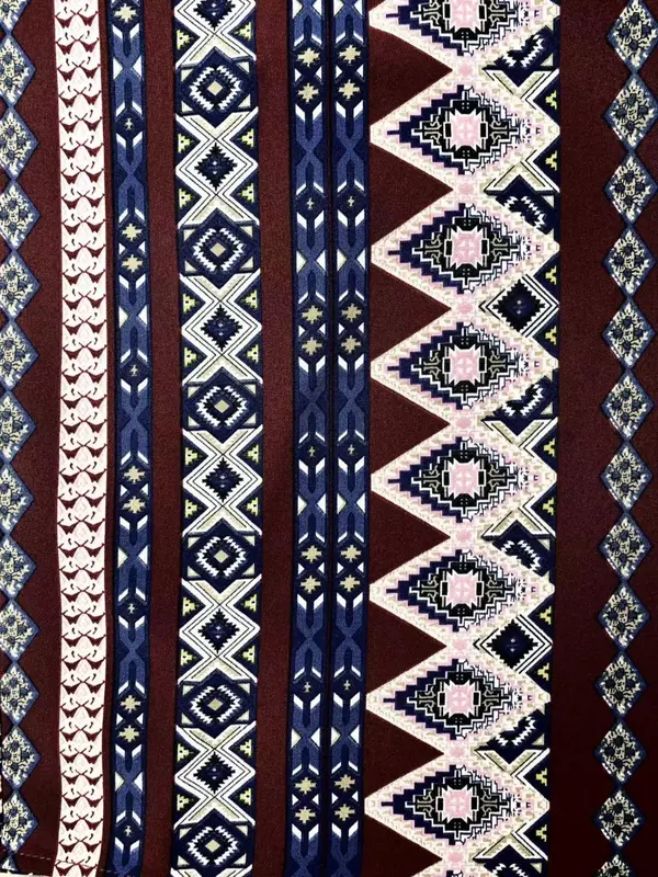 Women's Ethnic Pattern Drawstring Waist Pants, Boho Frill Trim High Waist Straight Leg Trousers for Spring & Fall, Ladies Bottoms for Daily Wear 7