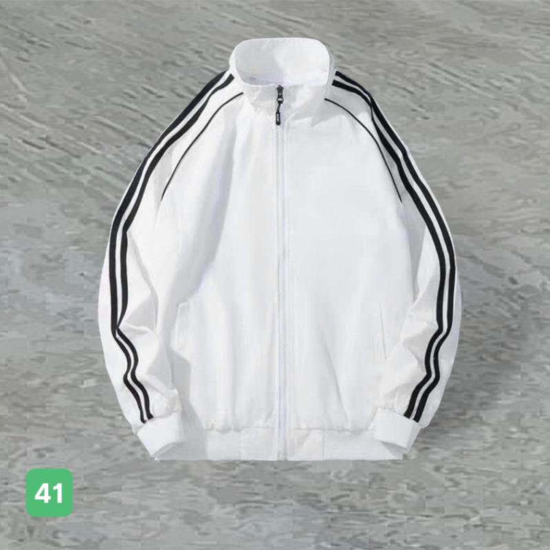 Áo khoác dù nam màu trắng 2 lớp cao cấp phối sọc, phong cách trẻ trung năng động form dáng kiểu mới AKD41 Menswear Tay Dài Cổ Tròn a o