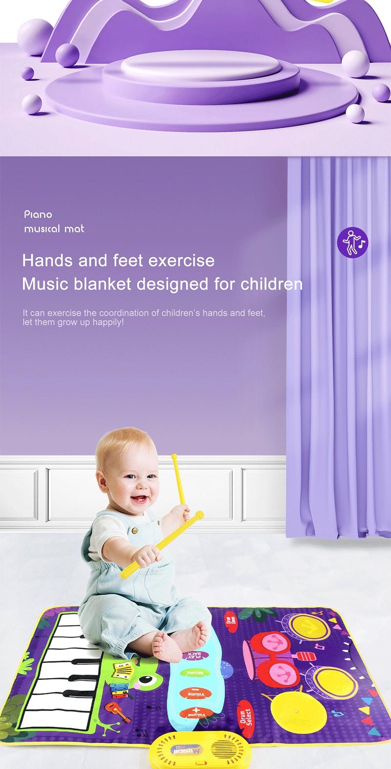 Product Introduction of Kids Musical Mat Piano Keyboard & Jazz Drum 2-in-1 Musical Toys for Toddlers Touch Play Floor Music Playmat Education Learning Toys Gifts 17