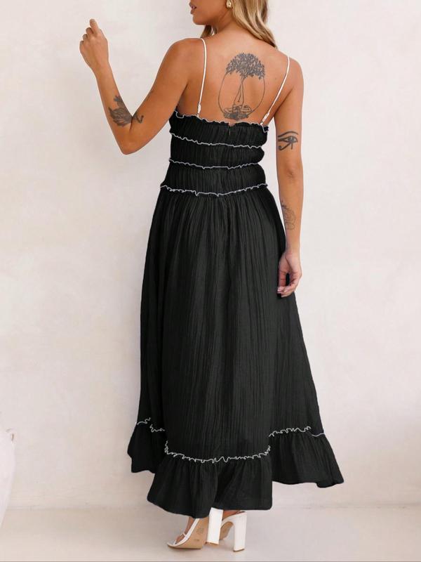 2022 Summer Solid Colour Ladies Spaghetti Strap Casual Sleeveless Pleated Dresses 2022 Summer Solid Colour Ladies Spaghetti Strap Casual Sleeveless Pleated Dresses