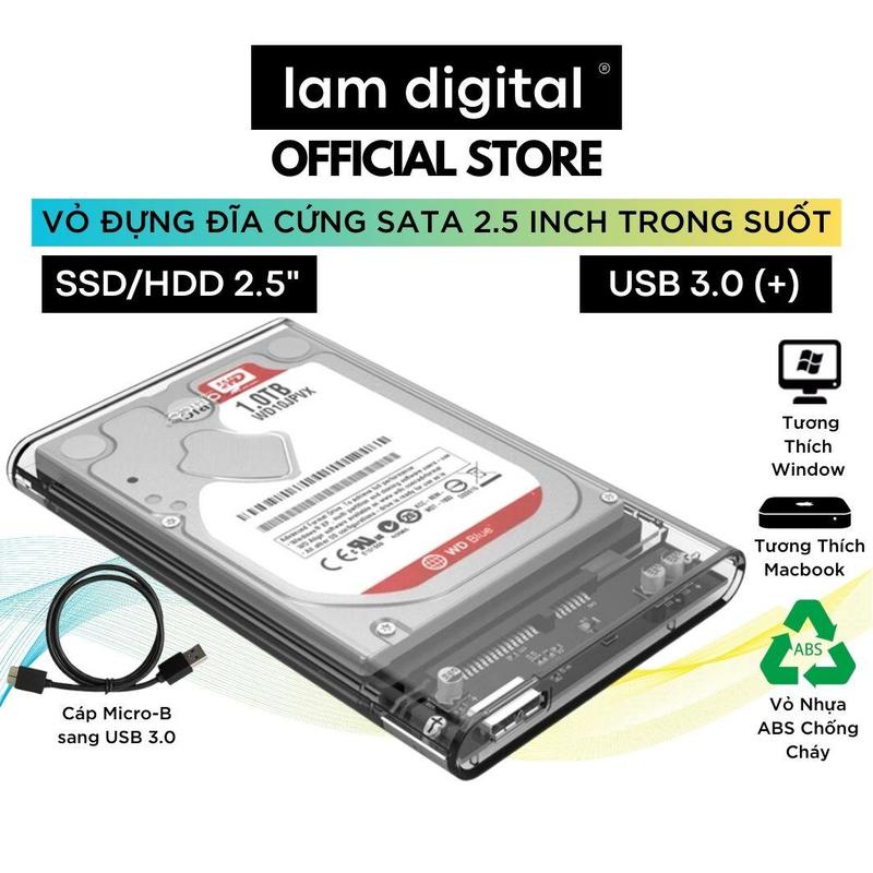  Box Hộp Đựng Ổ Cứng Ngoài 2.5-inch Trong Suốt SATA 2.5 USB 3.0 - Hộp Đựng Ổ Cứng Cao Cấp Bảo Hành 12 Tháng 